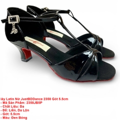 Giày Latin Nữ JustBDDance 2358 Gót 5.5cm (2358JB5P) - Đen Bóng + Size