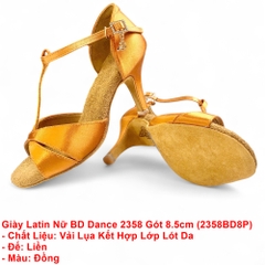 Giày Latin Nữ BD Dance 2358 Gót 8.5cm (2358BD8P) - Nâu Da Bò