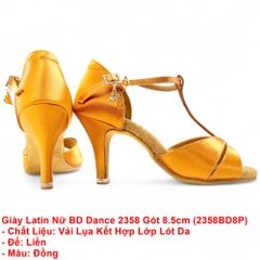 Giày Latin Nữ BD Dance 2358 Gót 8.5cm (2358BD8P) - Nâu Da Bò