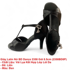 Giày Latin Nữ BD Dance 2358 Gót 8.5cm (2358BD8P) - Đen + Size