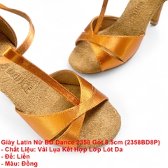 Giày Latin Nữ BD Dance 2358 Gót 8.5cm (2358BD8P) - Nâu Da Bò