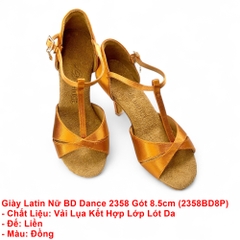 Giày Latin Nữ BD Dance 2358 Gót 8.5cm (2358BD8P) - Nâu Da Bò