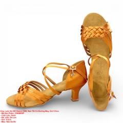 Giày Latin Nữ BD Dance 2360, Nan Tết Có Đường May, Gót 5.5cm (2360BD5P) - Nâu Da Bò