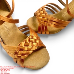 Giày Latin Nữ BD Dance 2360, Nan Tết Có Đường May, Gót 7.5cm (2360BD7P) - Nâu Da Bò + Size
