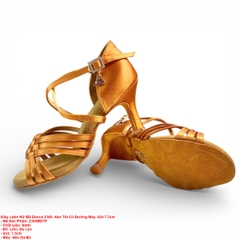 Giày Latin Nữ BD Dance 2360, Nan Tết Có Đường May, Gót 7.5cm (2360BD7P) - Nâu Da Bò + Size
