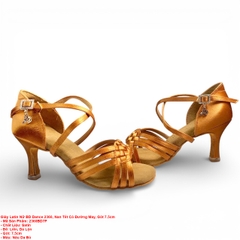 Giày Latin Nữ BD Dance 2360, Nan Tết Có Đường May, Gót 7.5cm (2360BD7P) - Nâu Da Bò + Size