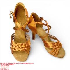 Giày Latin Nữ BD Dance 2360, Nan Tết Có Đường May, Gót 8.5cm (2360BD8P) - Nâu Da Bò