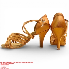 Giày Latin Nữ BD Dance 2360, Nan Tết Có Đường May, Gót 8.5cm (2360BD8P) - Nâu Da Bò
