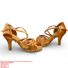 Giày Latin Nữ BD Dance 2360, Nan Tết Có Đường May, Gót 8.5cm (2360BD8P) - Nâu Da Bò