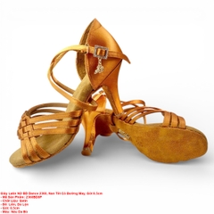 Giày Latin Nữ BD Dance 2360, Nan Tết Có Đường May, Gót 8.5cm (2360BD8P) - Nâu Da Bò