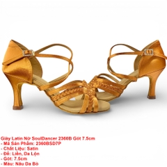 Giày Latin Nữ SoulDancer 2360B Gót 7.5cm (2360BSD7P) - Nâu Da Bò