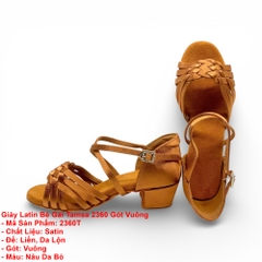 Giày Latin Bé Gái Tamsa 2360 Gót Vuông (2360T) - Nâu Da Bò
