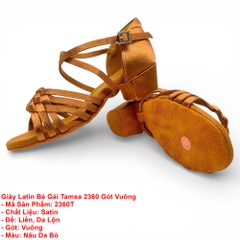 Giày Latin Bé Gái Tamsa 2360 Gót Vuông (2360T) - Nâu Da Bò