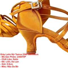 Giày Latin Nữ Tamsa 2360 Gót 5.5cm (2360T5P) - Nâu Da Bò