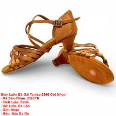 Giày Latin Bé Gái Tamsa 2360 Gót Nhọn (2360TN) - Nâu Da Bò
