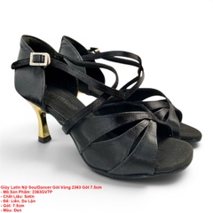 Giày Latin Nữ SoulDancer Gót Vàng 2363 Gót 7.5cm (2363GV7P) - Đen