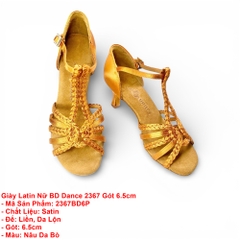 Giày Latin Nữ BD Dance 2367 Gót 6.5cm (2367BD6P) - Nâu Da Bò + Size