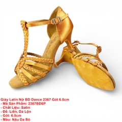 Giày Latin Nữ BD Dance 2367 Gót 6.5cm (2367BD6P) - Nâu Da Bò + Size