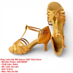 Giày Latin Nữ BD Dance 2367 Gót 6.5cm (2367BD6P) - Nâu Da Bò + Size