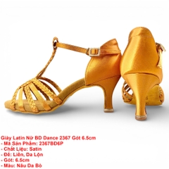 Giày Latin Nữ BD Dance 2367 Gót 6.5cm (2367BD6P) - Nâu Da Bò + Size