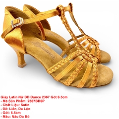 Giày Latin Nữ BD Dance 2367 Gót 6.5cm (2367BD6P) - Nâu Da Bò + Size
