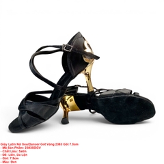 Giày Latin Nữ SoulDancer Gót Vàng 2383 Gót 7.5cm (2383SDGV) - Đen