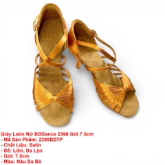 Giày Latin Nữ BD Dance 2398 Gót 7.5cm (2398BD7P) - Nâu Da Bò
