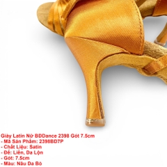 Giày Latin Nữ BD Dance 2398 Gót 7.5cm (2398BD7P) - Nâu Da Bò
