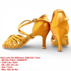 Giày Latin Nữ BD Dance 2398 Gót 7.5cm (2398BD7P) - Nâu Da Bò