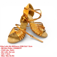 Giày Latin Nữ BD Dance 2398 Gót 7.5cm (2398BD7P) - Nâu Da Bò