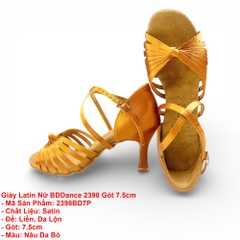 Giày Latin Nữ BD Dance 2398 Gót 7.5cm (2398BD7P) - Nâu Da Bò