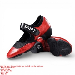 Giày Tập Sport KDance 193, Đế Cao Su, Chất Liệu Da, Gót 3.5cm (193Kd) - Đỏ