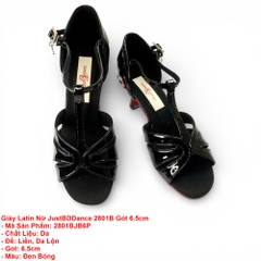 Giày Latin Nữ JustBDDance 2801B Gót 6.5cm (2801BJB6P) - Đen Bóng + Size