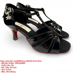 Giày Latin Nữ JustBDDance 2801B Gót 6.5cm (2801BJB6P) - Đen Bóng + Size