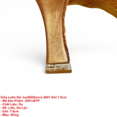 Giày Latin Nữ JustBDDance 2801 Gót 7.5cm (2801JB7P) - Đồng + Size