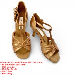 Giày Latin Nữ JustBDDance 2801 Gót 7.5cm (2801JB7P) - Đồng + Size