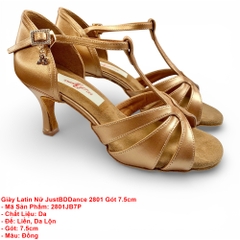 Giày Latin Nữ JustBDDance 2801 Gót 7.5cm (2801JB7P) - Đồng + Size