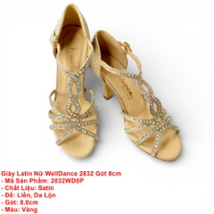 Giày Latin Nữ WellDance 2832 Gót 8cm (2832WD8P) - Vàng