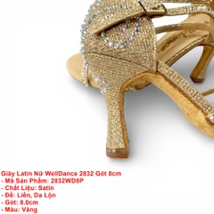 Giày Latin Nữ WellDance 2832 Gót 8cm (2832WD8P) - Vàng