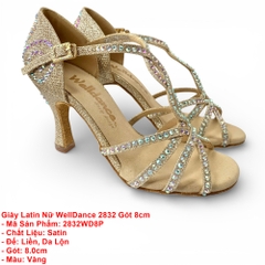 Giày Latin Nữ WellDance 2832 Gót 8cm (2832WD8P) - Vàng