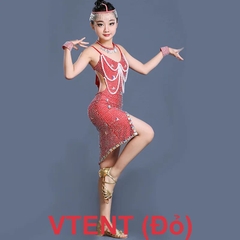 Váy Bé Gái Liền Thân Ngọc Trai (VTENT) - Đỏ + Size