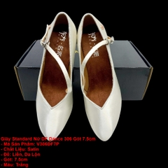 Giày Standard Nữ DF Dance 306 Gót 7.5cm (V306DF7P) - Trắng Nhọn + Size