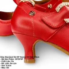 Giày Standard Nữ DF Dance 307 Gót 5.5cm (307DF5P) - Đỏ + Size
