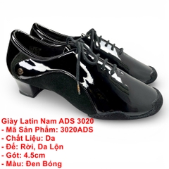 Giày Latin Nam ADS 3020 (3020ADS) - Đen Bóng + Size