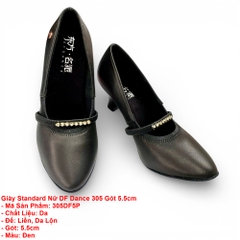 Giày Standard Nữ DF Dance 305 Gót 5.5cm (305DF5P) - Đen + Size