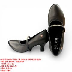 Giày Standard Nữ DF Dance 305 Gót 5.5cm (305DF5P) - Đen + Size