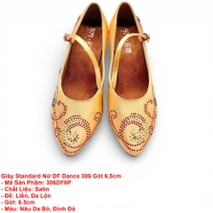 Giày Standard Nữ DF Dance 306 Gót 6.5cm (306DF6P) - Đồng Gắn Đá