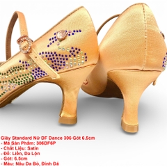 Giày Standard Nữ DF Dance 306 Gót 6.5cm (306DF6P) - Đồng Gắn Đá