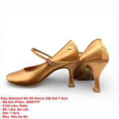 Giày Standard Nữ DF Dance 306 Gót 7.5cm (306DF7P) - Nâu Da Bò + Size