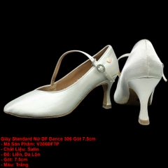 Giày Standard Nữ DF Dance 306 Gót 7.5cm (V306DF7P) - Trắng Nhọn + Size